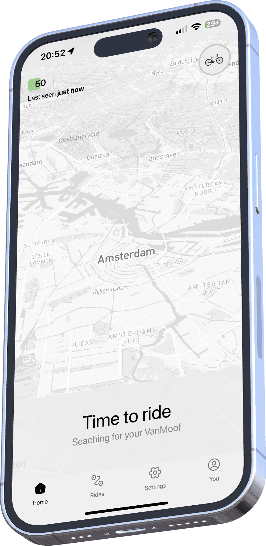 Moofer app ride screen on an iPhone