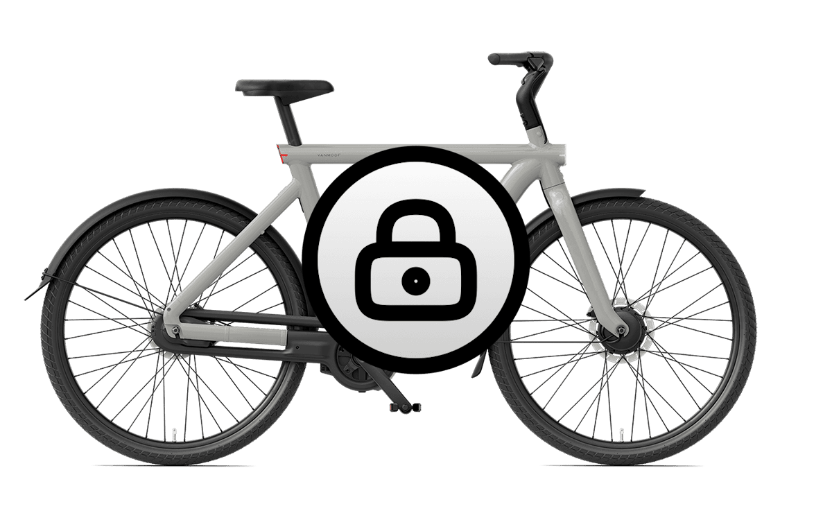 Electric bicycle protected by a security lock