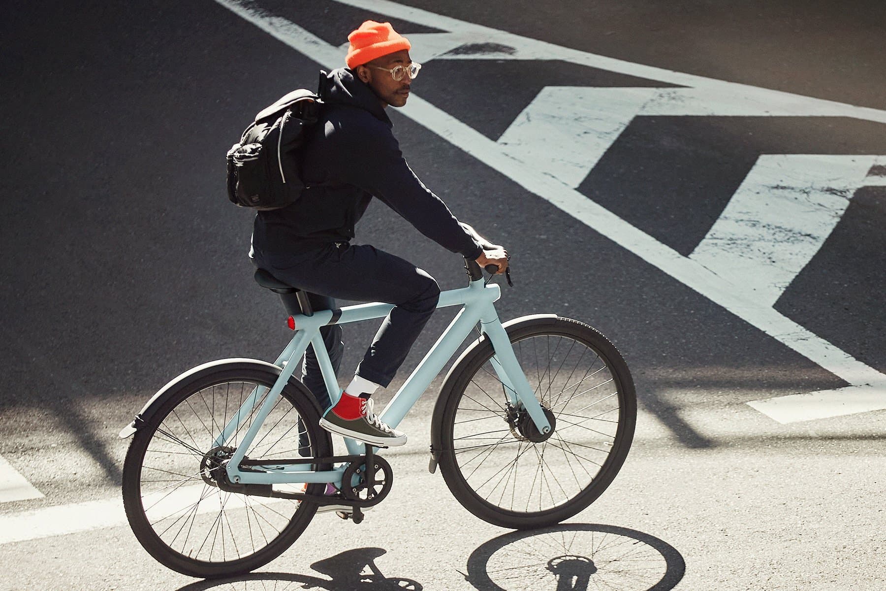 Moofer rider on an electric bicycle